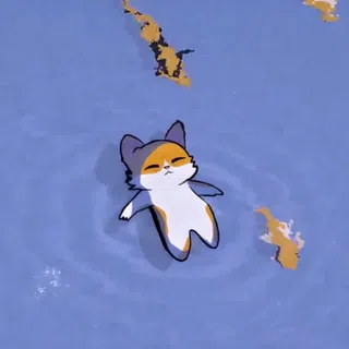 Floating Calico Cat: Zen Water Ripple