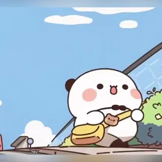 Kawaii Panda: Cheerful Guitar Stroll